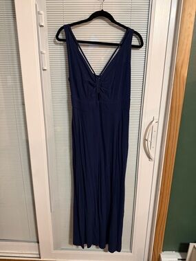 Women's Navy V-Neck Jumpsuit